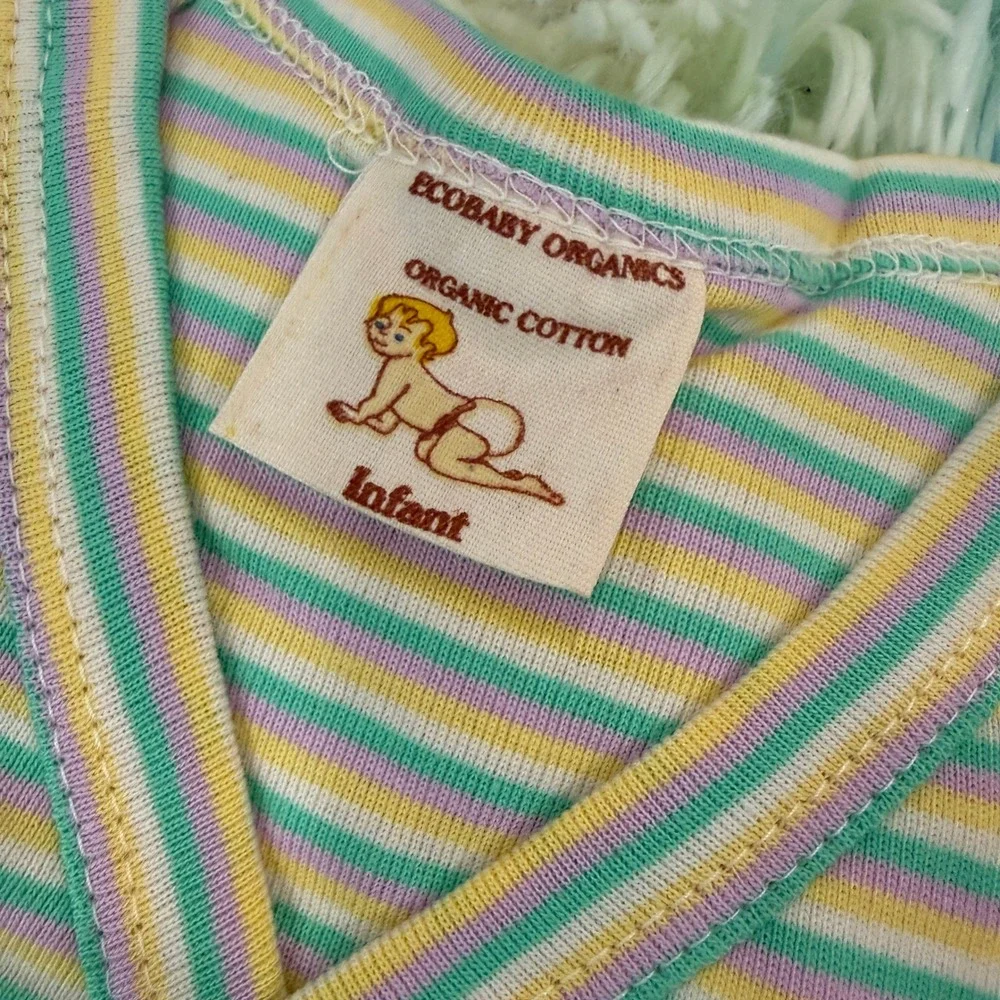 Ecobaby Organics Snap Kimono Infant Size 0-6M Multi Stripe Organic Cotton Romper
